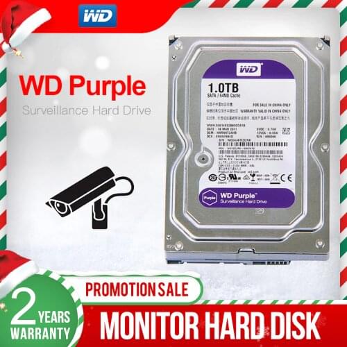 WD Purple 1TB 3.5" Surveillance Hard Drive Disk For Security System WD10EJRX HDD SATAIII DVR CCTV PC HDD Internal Hard Drives