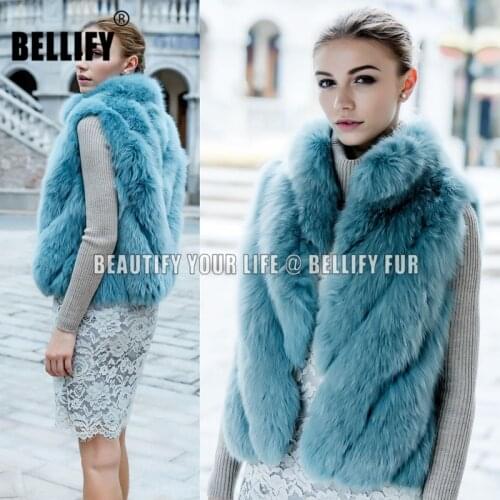 European design Big Size S-6XL New real genuine fox fur vest stand collar womens vest winter girls warm gilet waistcoat NE023