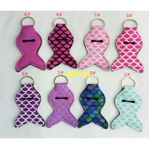 1000pcs/lot 13*6cm Fashion Neoprene Mermaid Keychain Holder Decoration For promotion party gift Lipstick holder