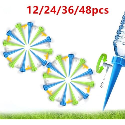 12/24/36/48pcs Self Watering Spikes Auto Drip Irrigation System Indoor Outdoor Garden Plants Waterers Bottle Dripper Spikes