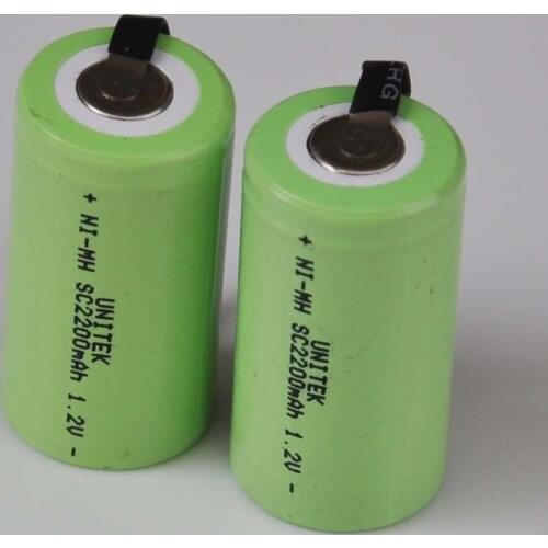 2-5PCS 1.2V Ni-Mh SC rechargeable battery 2200mah Sub C ni mh cell with welding tabs for electric drill screwdriver power tools