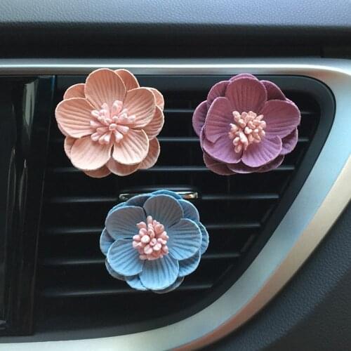 2pc Car Perfume Air Vent Clip Flower Decoration Camellia Diffuser Freshener Outlet Interior Accessories Fragrance Auto Fragrance