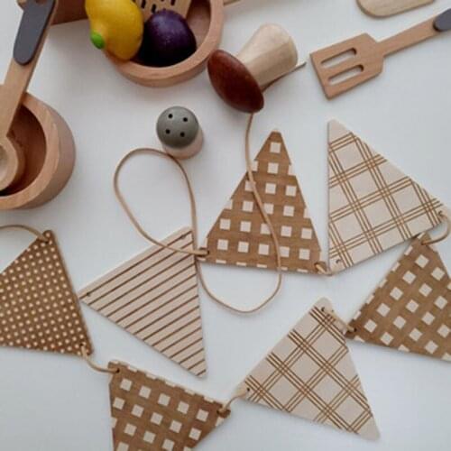 2Pieces/Lot Simple Solid Wood Hanging Flag Decoration Home Decor Decoration Shelves Birthday Dress Up Photography Props декор