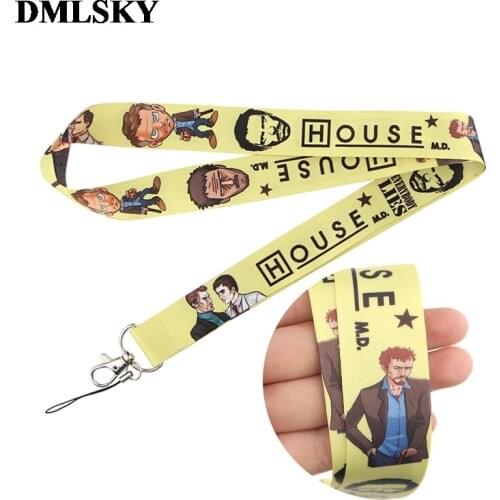 24pcs/lot DMLSKY House MD Lanyard Keychain Lanyards for keys Badge ID Mobile Phone Rope Neck Straps Accessories M4132