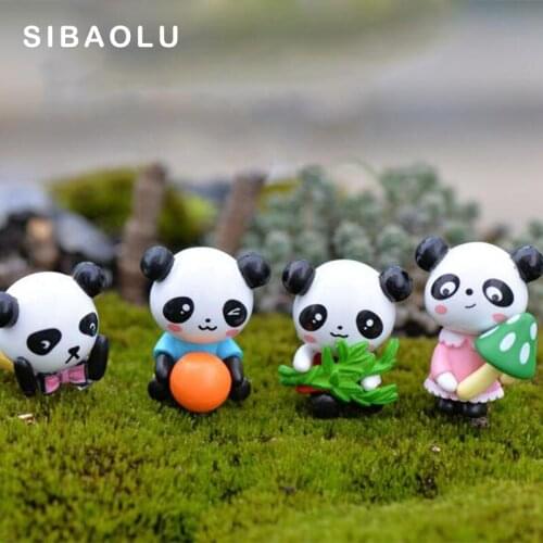 4pcs Fruit Panda Figure miniature figurine cartoon character animal statue Model Kids gift japanese anime Resin craft ornaments