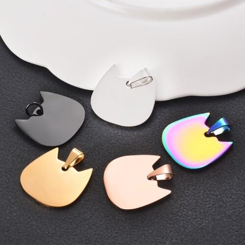 5pcs/lot Stainless Steel High Quality Blank Dog Tag lovely Cat Shape Animal Pendant Necklace Jewelry Dropship