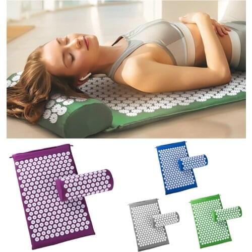 66*42cm Massage Cushion Yoga Acupressure Mat and Pillow Set For Neck Back Foot Stress Pain Relief Fitness Massage Spiky Pad