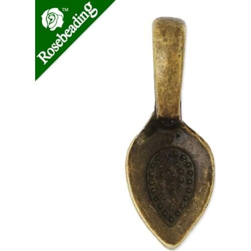 8x21mm Vintage Drop Art Bails,Match Glue On Pendant Bails for Jewelry,Zinc Alloy Filled,Antique Bronze plated,50pcs/lot-C4729