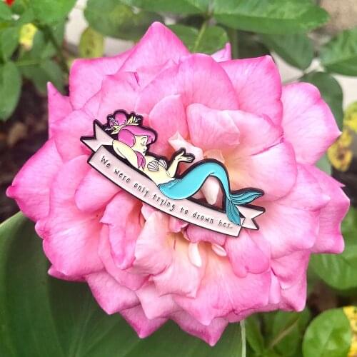 Drown Her Beautiful Peter Pan Hard Enamel Pin Cartoon Animal Cute Pastel Mermaid Brooch Fashion Backpack Jewelry Unique Gift
