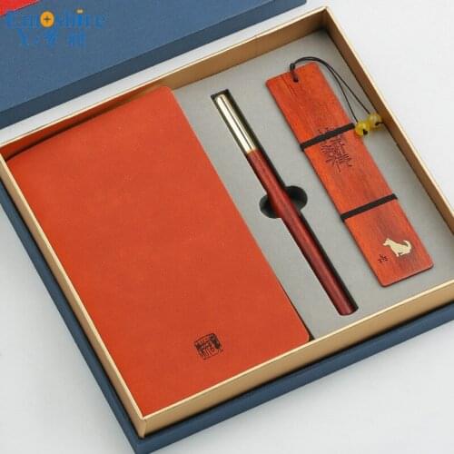 Top Branding Pencil Box Wooden Roller Ball Pen Luxury Ballpoint Pen Refill Wood Bookmark for New Year Advertising Gifts P458