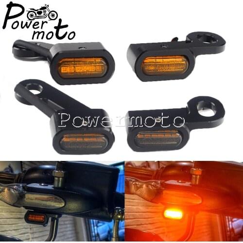 E4 LED Mini Handlebar Turn Signal Indicators Blinker Light For Harley Sportster XL SuperLow Iron Forty-Eight Seventy-Two 2004-21