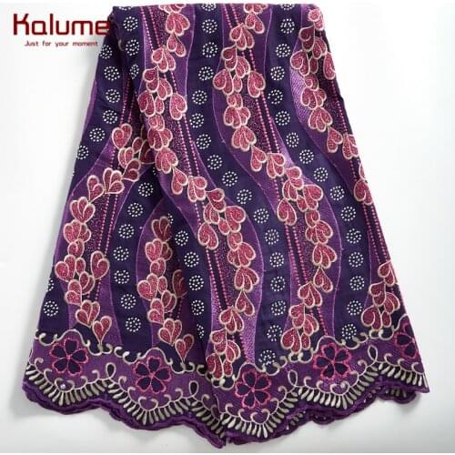 Kalume Hot Sale African Swiss Cotton Lace Fabric Stone Nigerian Swiss Voile Lace In Switzerland Embroidery Fabric For Dress 2287