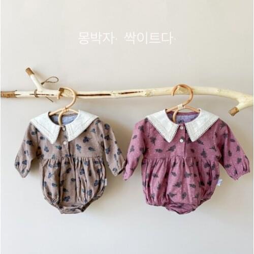 2021 new girls boys printed rompers cotton full sleeve autumn babys jumpsuit