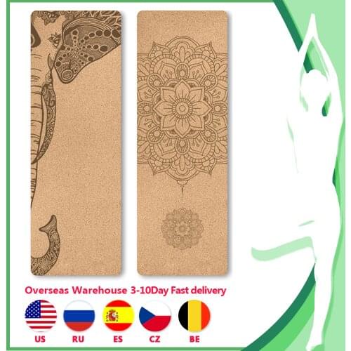 183cm Yoga mat with position line Natural Cork Fitness mat Pilates Sport Training mats Gym exercise 5mm thicken yoga accessories