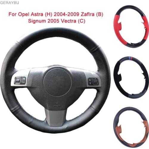 Custom Leather Hand-sewn Car Steering Wheel Cover For Opel Astra(H) Zaflra(B) Signum 2005 Vectra(C) Vauxhall Astra Holden Astra