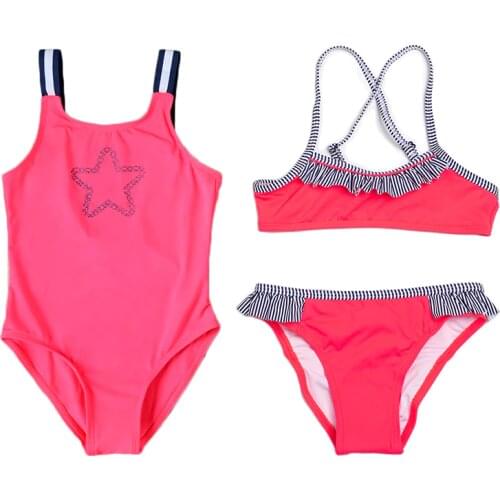 2019 Summer Fashion Swimsuit for Girls 3-14years Children Beach Wear Girls Cute Ruffle Swimsuit Little Girl Bathing Tankini Suit