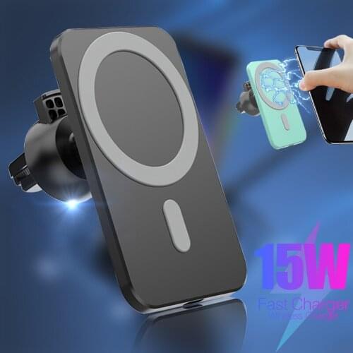 15W Magnetic Wireless Car Charger Fast Charging Air Vent Holder Bracket For iPhone 12 11 Pro Max 12 Mini Xiaomi 11 10 Huawei P40