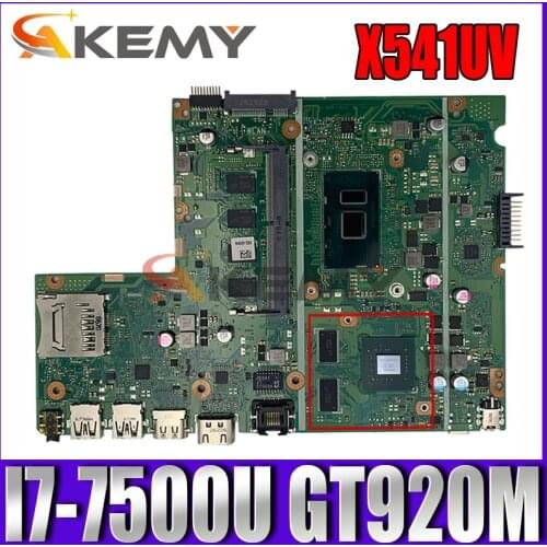 Akemy X541UV Laptop motherboard for ASUS VivoBook A541UV X541U original mainboard 4GB-RAM I7-7500U GT920M (Pin interface))