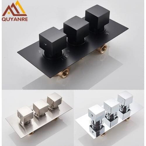 Matte Black 3 way Thermostatic shower mixing valve for bathroom thermostatic shower mixer tap valve chrome brushed nickel
