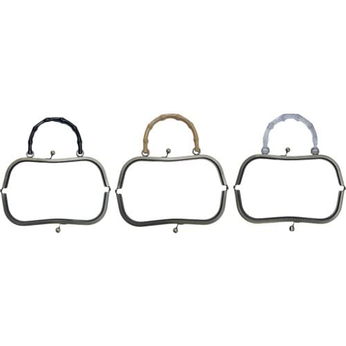 Retro Metal Iron Purse Frame Clutch Bag with Handle Printing Kiss Clasp Lock