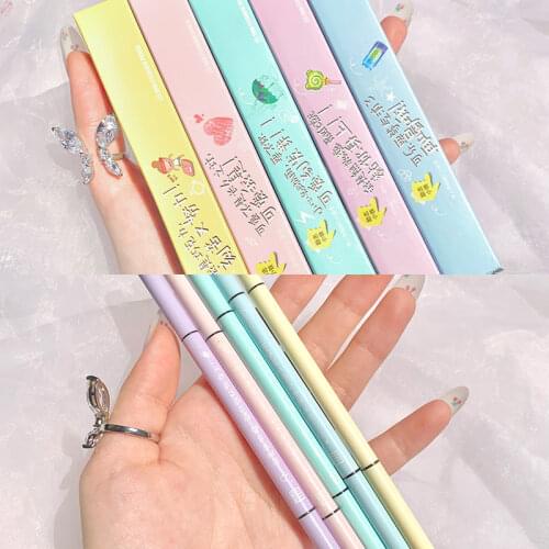 Cute Colorful Small Thin Double-head Eyebrow Pencil Brown Coffee Long Lasting Waterproof Smooth Natural Eyebrow Brush Makeup