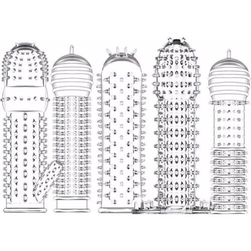 Spike Penis Sleeve Reusable Condoms Sex Toys for Men Delay Ejaculation G Spot Stimulation Safer Contraception Cock Ring Extender