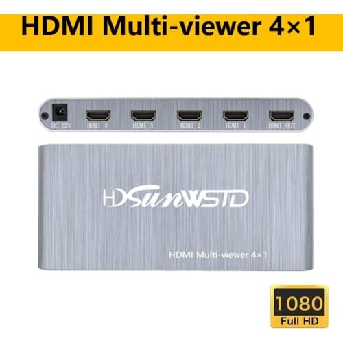 HDMI Multiviewer 4X1 1080P Quad Screen 4 Input 1 Output with HDMI Seamless Switcher Function Video Converter for tv projector