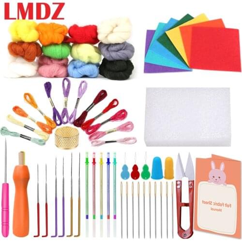 LMDZ Needle Felting Kit Felting Needles Wool Roving Felt Fabric Sheet Embroidery Needles Thread Felting Tools Felting Supplies