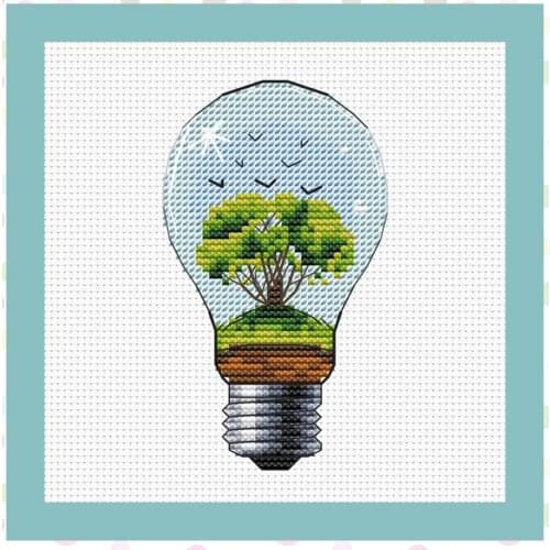 Tree in light bulb Counted Cross Stitch 11CT 14CT 18CT DIY Chinese Cross Stitch Kits Embroidery Needlework Sets