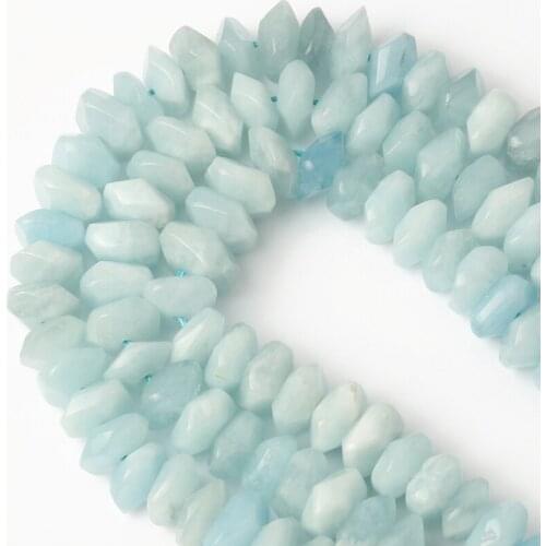 Natural Rhombus Shape Blue Aquamarines Beads Irregular Loose Spacer Beads For Jewelry Making DIY Perles Charms Bracelets 7.5