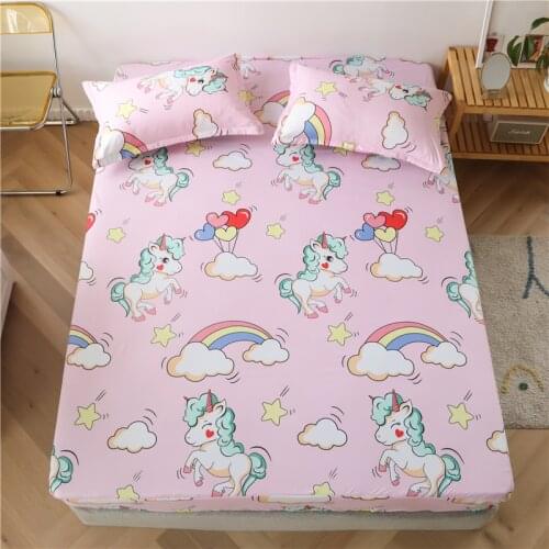 Unicorn/Leopard/Dinosaur Animal Print Fitted Sheet Mattress Cover With Four Corners and Elastic band Bed Cover Protector