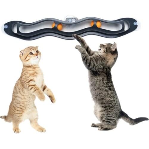 New Funny Pet Cat Toy Track Roll Ball Toy Kitten Cat Window Suction Track Play Toy Interactive Dog Cat Training Roll Ball Toys