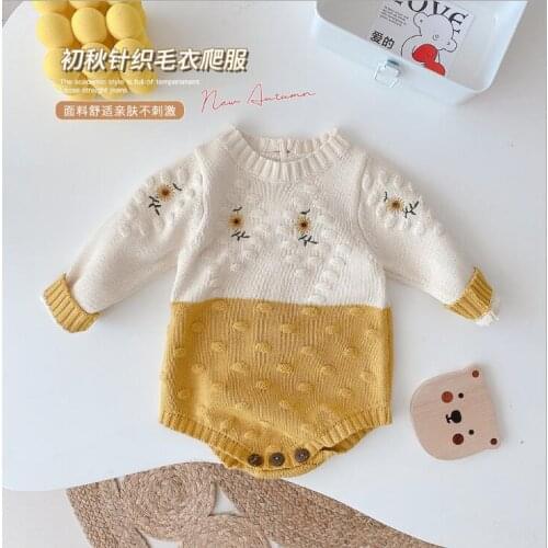 2021 new boys girls knitted rompers cotton full sleeve autumn babys jumpsuit