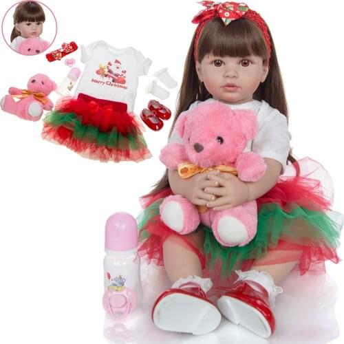 KEIUMI Wholesale Silicone Vinyl Reborn Babies Doll 60 cm Lifelike Princess Reborn Bonecas New Childrens Day Christmas Gifts