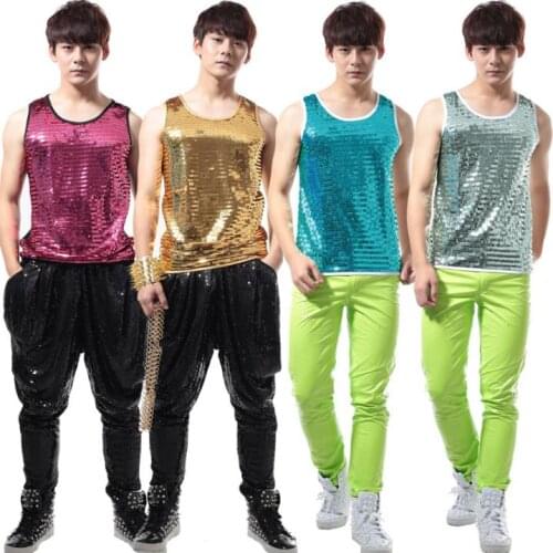 Original colete masculino men paillette vest clothing rock punk personalized singer dance stage street star style dress fashion