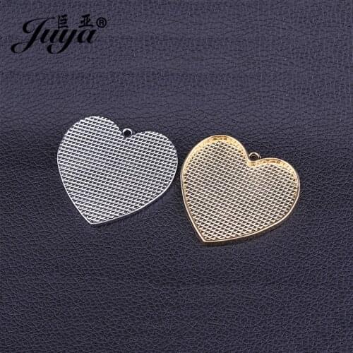 30PCS Big Heart Pendant Base Setting 40mm Cabochon Bezel Blank Alloy Tray For DIY Jewelry Making Necklaces Or keychains Finding