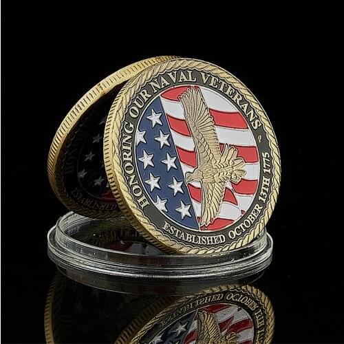 US Military Navy Honoring Our Naval Veterans Established October 13TH Metal Copper Challenge Coin