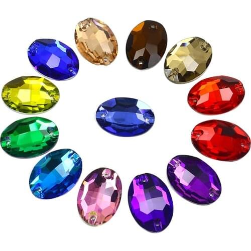 Oval Rhinestone Applique Sewing Crystal Flatback Glass Strass Stones Sewing Rhinestones For Clothes Garment DIY Decoration