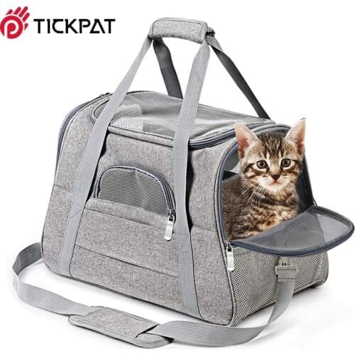 Soft Pet Carriers Portable Breathable Foldable Bag Cat Dog Carrier Bags Outgoing Travel Pets Handbag with Locking Safety Zippers