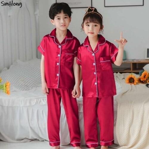 Christmas Pajamas for Teenager Girls Satin Pajamas Pyjamas Kids Boys Sets Summer Clothing Sets Girl Sets Teens Satin Pajamas