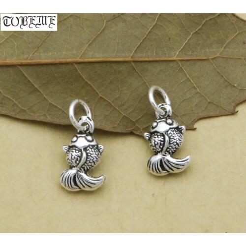 100% 925 Silver Fish Charm DIY Bracelet Charm Lucky Fish Small Pendant DIY Jewelry Charm