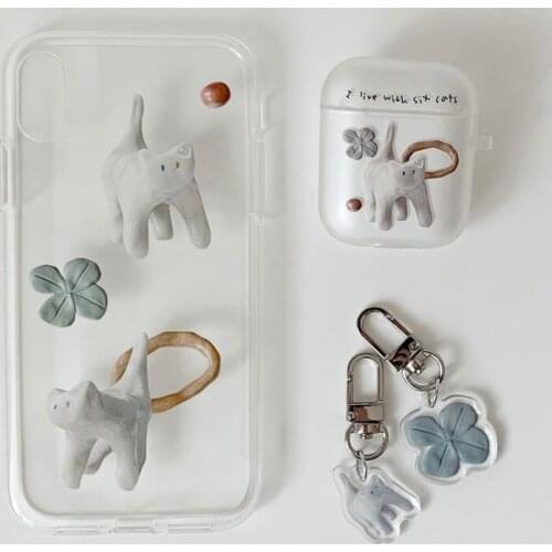 Cute Cat Cover Silicone Naughty Cat Cover For Apple iPhone12ProMAX/11promax/xr/78plus/xsmax/7/6Transparent Silicone Phone Case