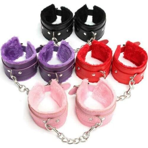 PU Leather Wrist Handcuffs Ankle Shackles Adjustable Restraint Sex Cuff Belt Cosplay Costumes Red Black 4 Color