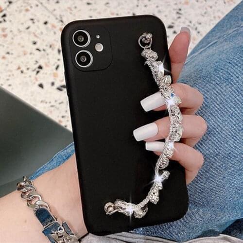 Wrist Chian Strap Phone Case for ZTE Nubia Z18 Mini Z17 Mini S Z11 Mini S Red Magic 6 3 3S 2 Mars 5G Bling Bracelet Cover Coque