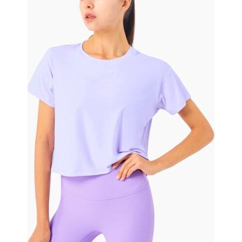 Yoga Shirts Women Loose Leisure Sports Short Sleeve T-shirt Female Loose Elastic Shirts Gym Crop Blouse Workout Activewear Top