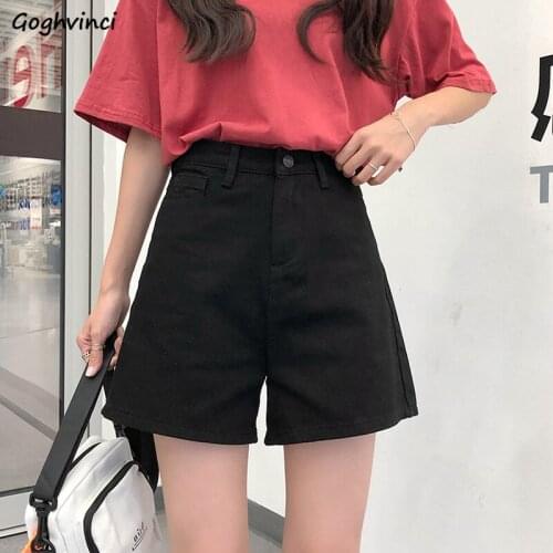 Shorts Women Solid Loose Straight High Waist Simple Korean Ulzzang Classic Leisure Soft Vintage Popular Slim All-match Female