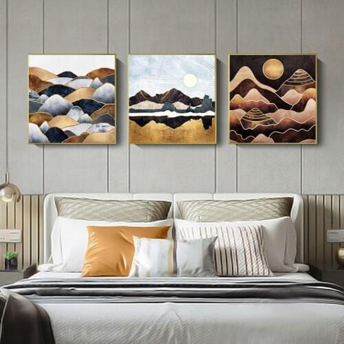 3 pieces Modern Abstract Mountain Poster Wall Art Canvas Painting Nordic Wall Pictures for bedroom home decoration