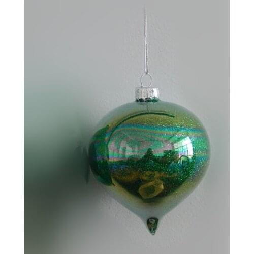 Small Packing Green Series Onion Shaped Glass Pendant Christmas Tree Hanger Different Diameter 8cm 10cm Handmade Craft