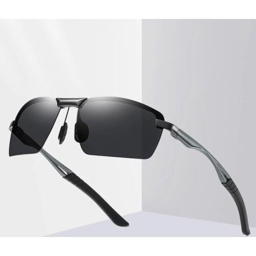 Half frame style aluminum magnesium polarized sunglasses man driving fish brand design sunglasses sunglasses 3391