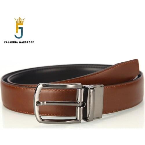 FAJARINA All-match Double-side-use Cowhide Leather Accessories Belts for Men Pin Buckle Metal Accessory Manufacture N17FJ579